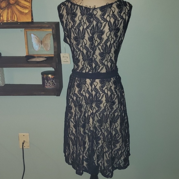 New Danny & Nicole Navy Lace Overlay A-Line Dress - Picture 5 of 8